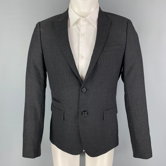 THE KOOPLES Size 36 Charcoal Wool Peak Lapel Sport Coat - Picture 1 of 7